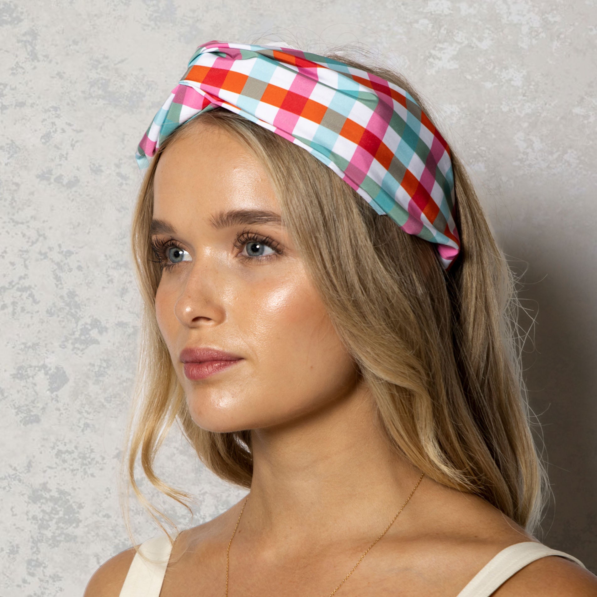 Wide Knotted Headband Gingham